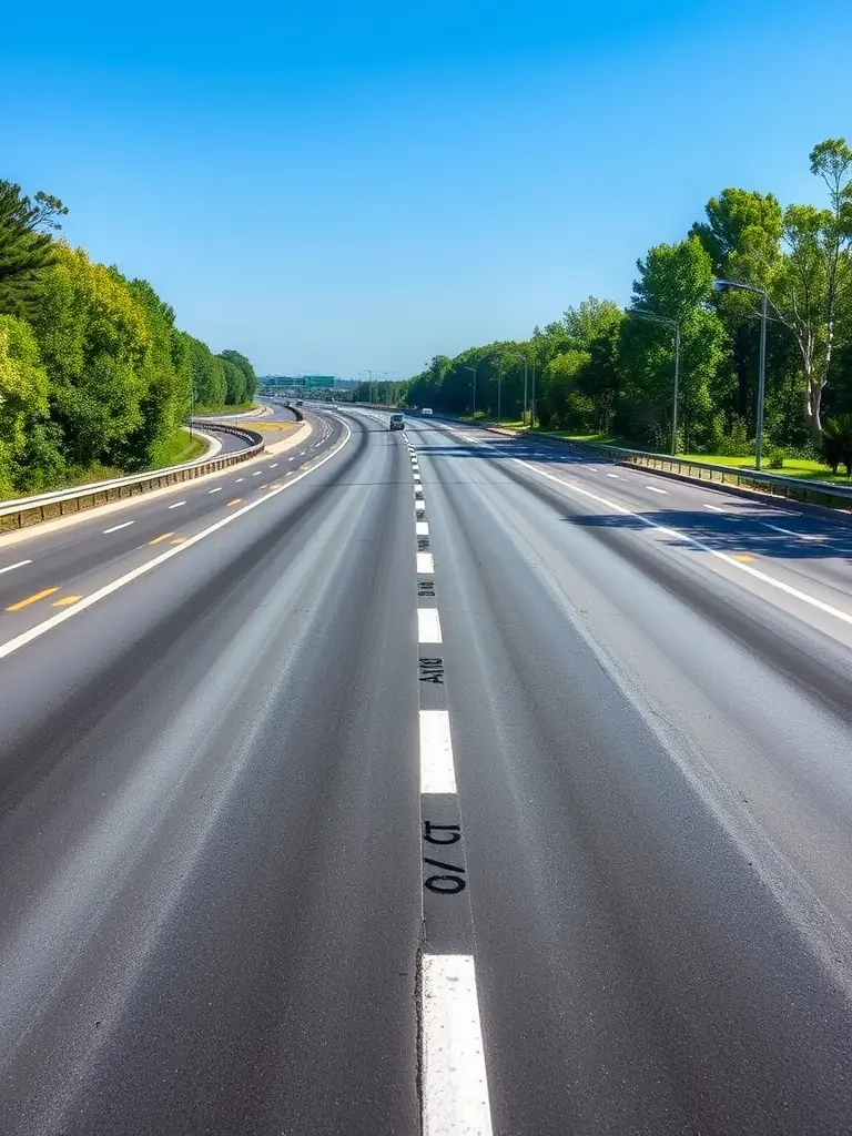 A completed highway project by KL Energy Industries, showcasing smooth asphalt and clear road markings.